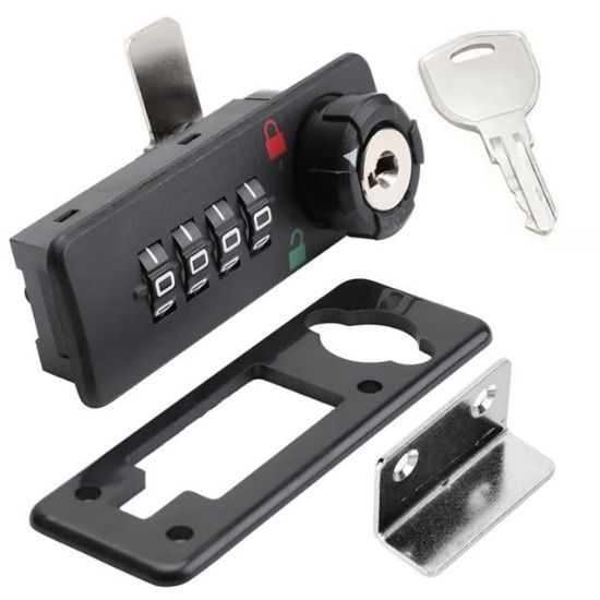 PowerMaster PM-26731 4 Haneli Şifreli Ve Anahtarlı Mekanik Siyah Çekmece Dolap Kilidi (Sol) resmi