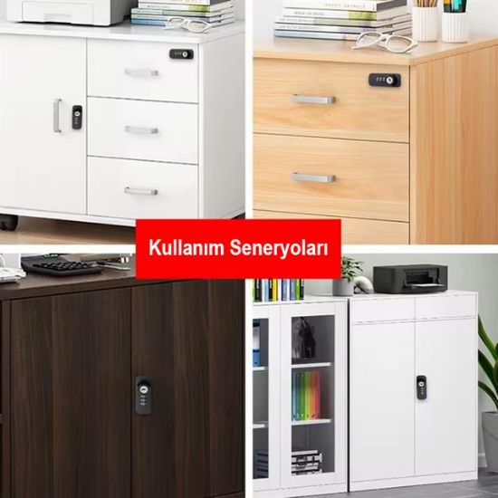 PowerMaster PM-26731 4 Haneli Şifreli Ve Anahtarlı Mekanik Siyah Çekmece Dolap Kilidi (Sol) resmi