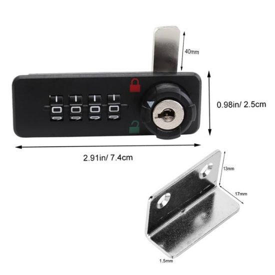 PowerMaster PM-26731 4 Haneli Şifreli Ve Anahtarlı Mekanik Siyah Çekmece Dolap Kilidi (Sol) resmi