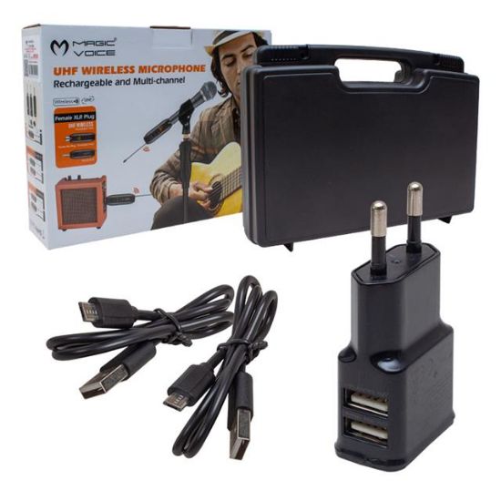 MAGICVOICE MV-19590 UHF GİTAR TİP KABLOSUZ MİKROFON ÜÇLÜ SET resmi