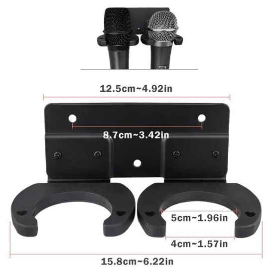 PowerMaster PM-26938 Duvara Monte Çift Mikrofon Tutucu Askı Metal Gövde resmi