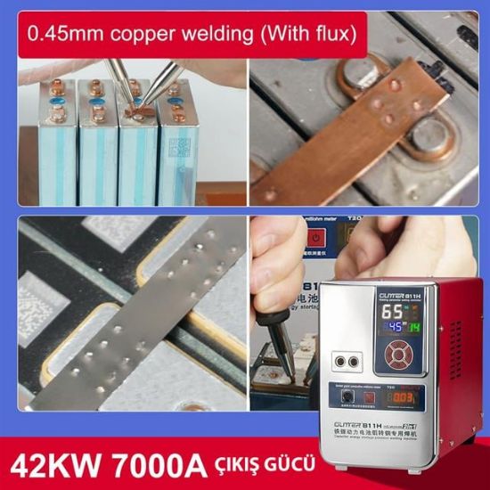 GLİTTER 811H ŞARJLI PİL PROFESYONEL BAKIR - NİKEL PUNTA KAYNAK MAKİNESİ 36KW/42KW 7000A resmi