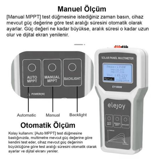 PowerMaster PM-26940 1800 Watt Fotovoltaik MPPT Solar Panel Voltaj Multimetre 12-60V resmi