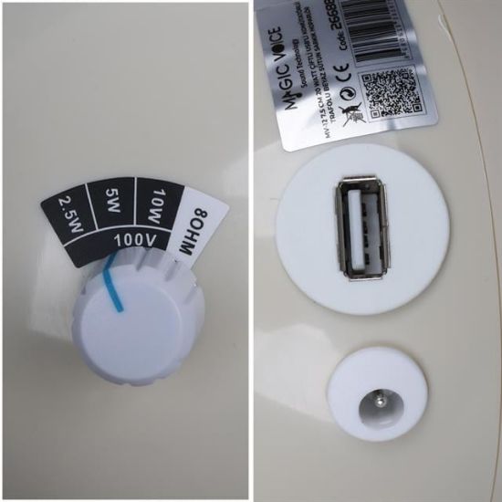 MagicVoice MV-12 7.5 CM 20 Watt Komütatörlü Hat Trafolu Krem Beyazı Sütun Sarkık Hoparlör (2'li Takım) resmi