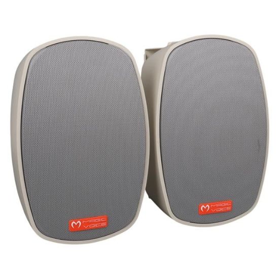 MagicVoice MV-22 12 CM 40 Watt Komütatörlü Hat Trafolu Krem Beyaz Sütun Hoparlör (2'li Takım) resmi