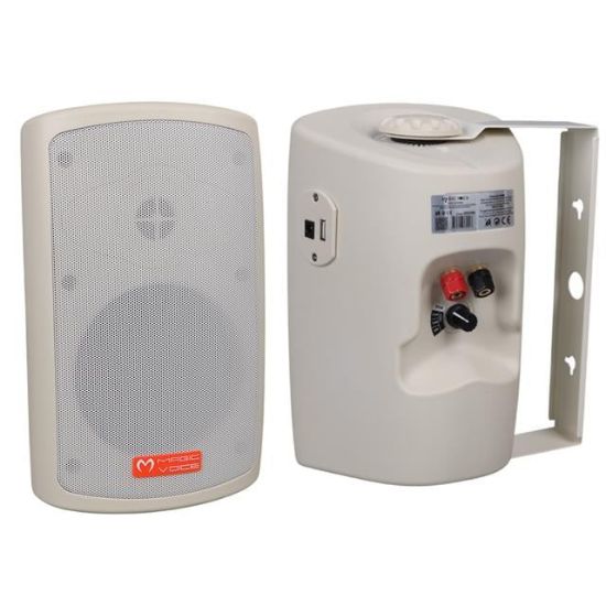 MagicVoice MV-36 11 CM 50 Watt Komütatörlü Hat Trafolu Krem Beyaz Sütun Hoparlör (2'li Takım) resmi