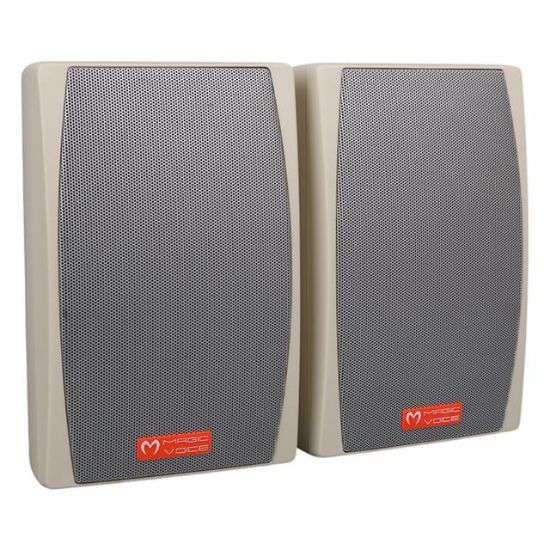 MagicVoice MV-24 13 CM 50 Watt Komütatörlü Hat Trafolu Krem Beyaz Sütun Hoparlör (2'li Takım) resmi