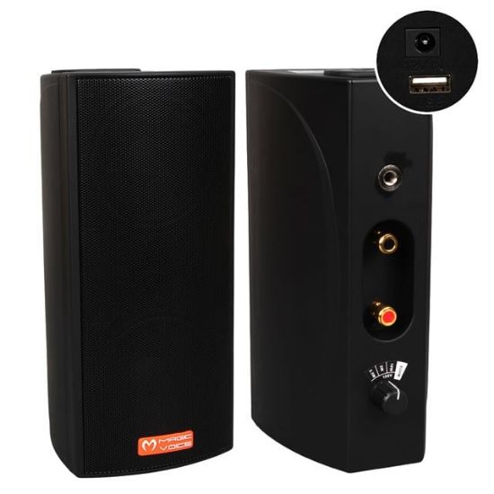 MagicVoice MV-19 2x7.5 CM 40 Watt Komütatörlü Hat Trafolu Siyah Sütun Hoparlör (2'li Takım) resmi