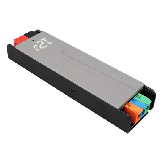 PowerMaster PM-26839 12 Volt 10 Amper 120 Watt Slim Metal Kasa Adaptör Voltaj Göstergeli 189x51x27mm resmi