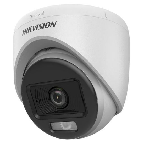 Hikvision TVI-AHD 2MP 2.8mm Sabit Lensli ColorVu IR Turret Dome Analog Kamera (DS-2CE70DF0T-LPFS) resmi