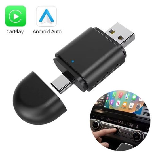 PowerMaster PM-27447 Kablosuz Carplay - Android Auto Çevirici Dönüştürücü Adaptör İki Girişli USB - TYPE-C resmi