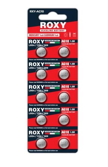 Roxy RXY-AG10 1.5 Volt LR54/1130/189/389 Alkalin Düğme Pil (10'LU Paket) resmi