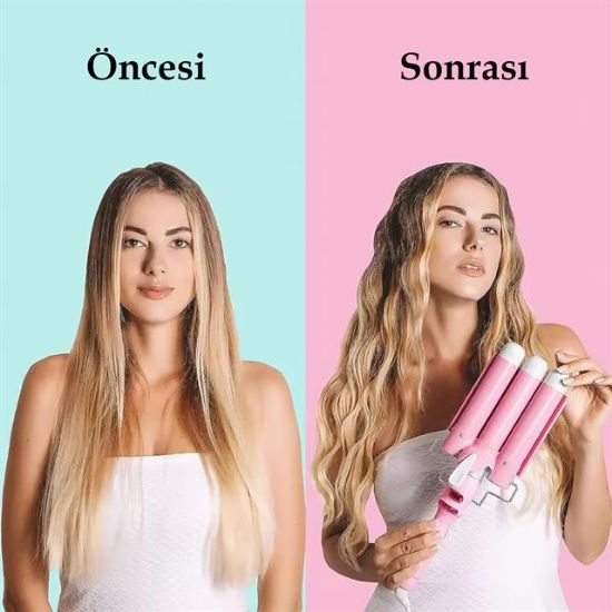 Premio T-0042 Triple Su Dalgası Profesyonel Saç Şekillendirici Maşası resmi