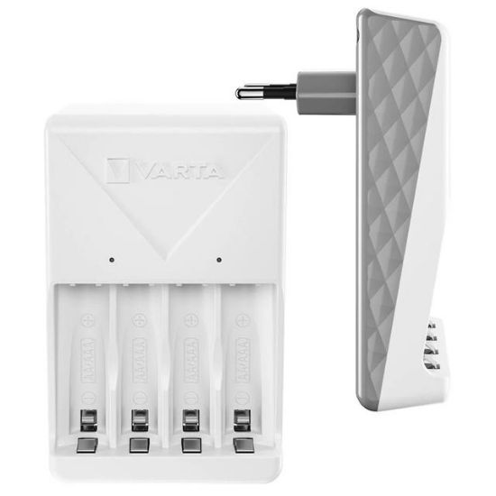 Varta Plug AA/AAA Kalem Pil Şarj Cihazı Aleti - 4 Adet 2100mAh AA HR6 NI-MH Şarj Edilebilir Pil Hediyeli resmi