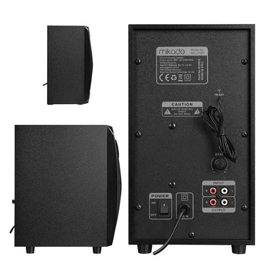 Mikado MD-370BT 38W Siyah BT/AUX/USB/FM/LED Işıklı Multimedia Speaker 2+1 Ses Sistemi resmi