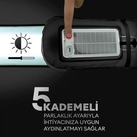 ZMR ZMR-385 Katlanır Şişirilebilir Beyaz Ledli Aydınlatma Tüpü USB Ve Güneş Enerjisi Şarjlı Armatür resmi