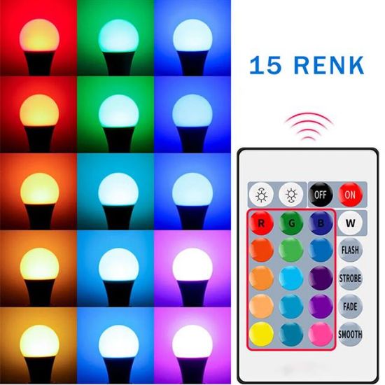 Ledx AL-LL9RGB 9 Watt Kumandalı 800 Lumen RGB Işık E27 Led Ampul resmi