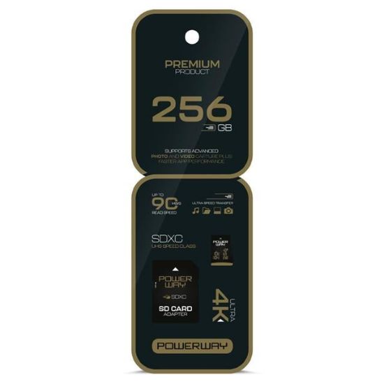 Powerway Premium 256 GB 90MB/S Ultra Hızlı 4K Destekli SDXC Hafıza Kartı resmi