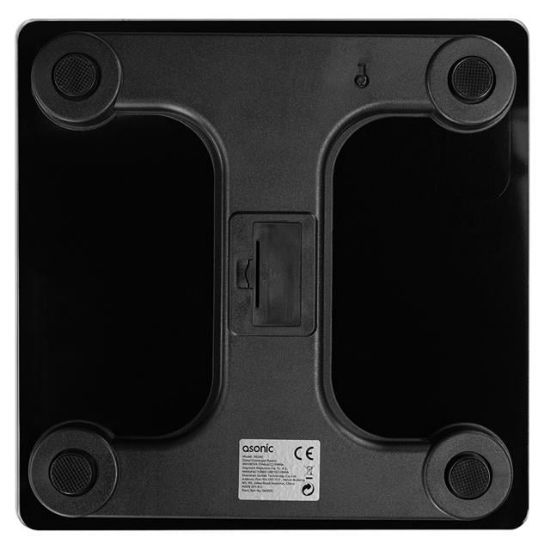 Asonic BS260 Siyah 260x260 Mm Dijital Bluetooth Baskül (2*AAA Pil Hediyeli)  resmi