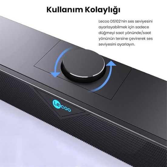 Lenovo Lecoo DS102 Siyah Usb-Aux Kablolu 6 Watt Bluetooth Stereo Soundbar Speaker - Hoparlör         resmi