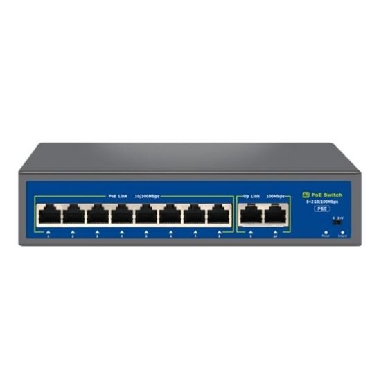 Novacom NVC-HIF0820FBL-C 8+2 Port 120W 10/100Mbps PoE Switch (250m Extend Modlu) resmi