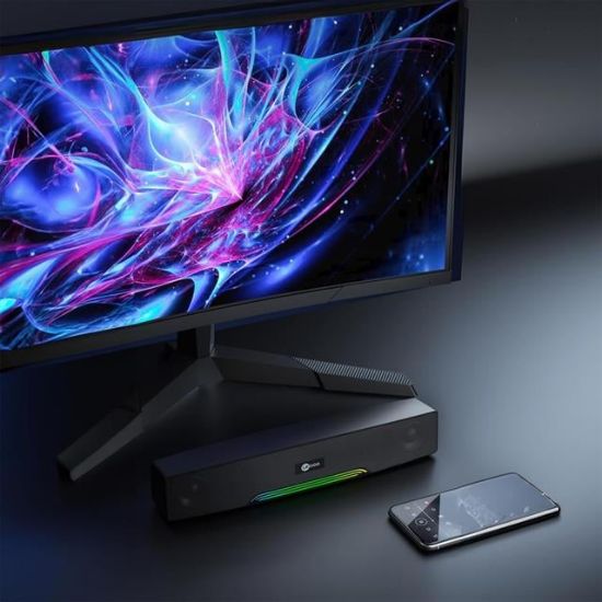 Lecoo DS109 Bluetooth/AUX/TF KART/USB 10W Soundbar Taşınabilir Stereo Masaüstü TV Hoparlör resmi