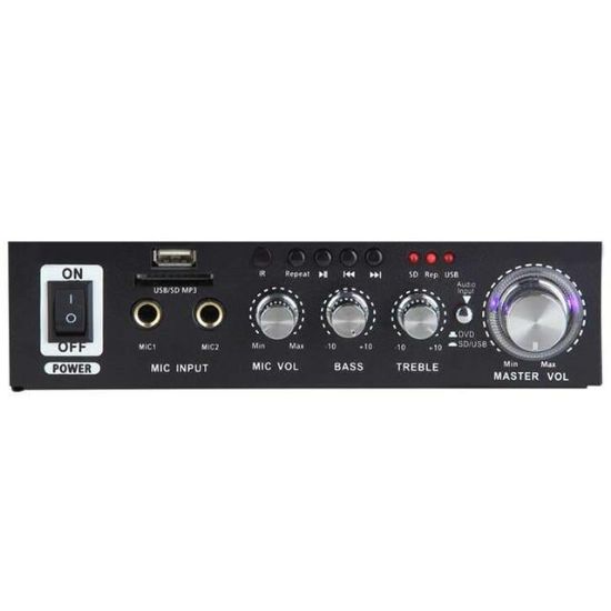 Notel Not-306 2X20W 4-8 Ohm Usb/Sd Girişli Bluetoothlu 2 Mikrofon Girişli Trafosuz Stereo Mini Anfi resmi