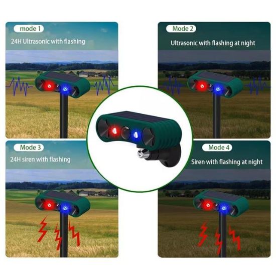 PowerMaster PM-26951 Ultrasonic Sesli Hayvan Kovucu Alarm Cihazı Solar Panelli 1200mAh resmi