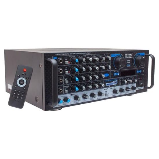 MAGICVOICE MV-550 2X100 WATT USB/SD/UK BALANS BT 4 MİK. GİRİŞLİ 4 HOP. ÇIKIŞLI STREO TRAFOSUZ MIXER KÜP ANFİ resmi