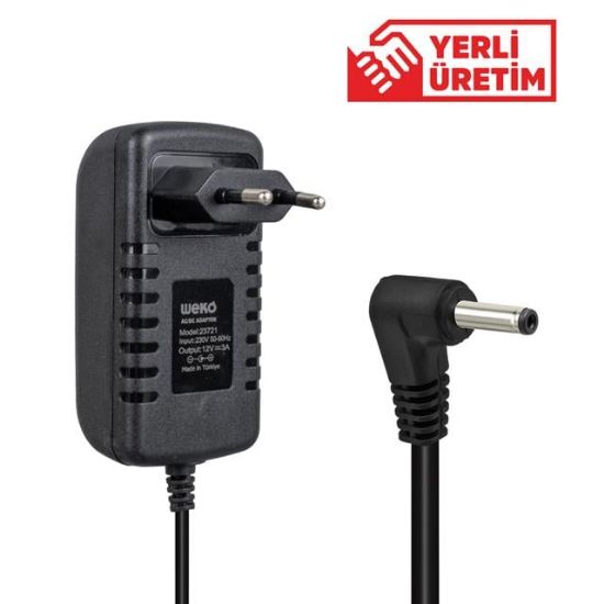 WEKO 12 VOLT - 3 AMPER 3.5*1.35 UÇLU  VERA YAZAR KASA POS YERLİ ÜRETİM PRİZ TİPİ PLASTİK KASA ADAPTÖR resmi