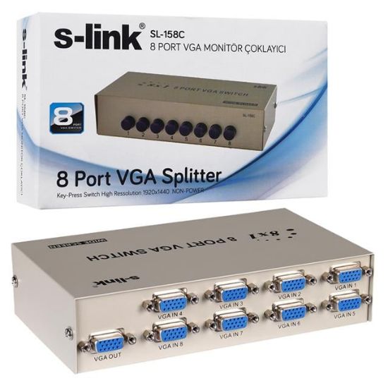 S-Link SL-158C 8x1 Port VGA Switch (8 Giriş - 1 Çıkış) resmi