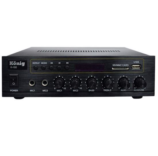 KÖNİG K-100 - 80 WATT USB/BLUETOOTH/2 MİK GİRİŞ TRAFOLU ANFİ resmi