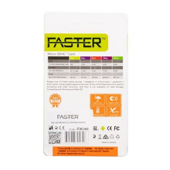 FASTER 64 GB MICRO SD HAFIZA KARTI resmi
