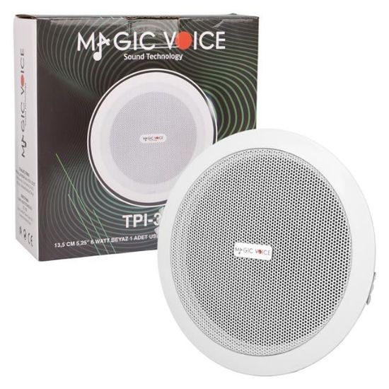 MagicVoice TPI-350 5.25" (13.5 CM) Hat Trafolu Alçıpan/Asma Tavan Tipi Hoparlör (6W RMS - MP3 USB Uyumlu) - Beyaz resmi