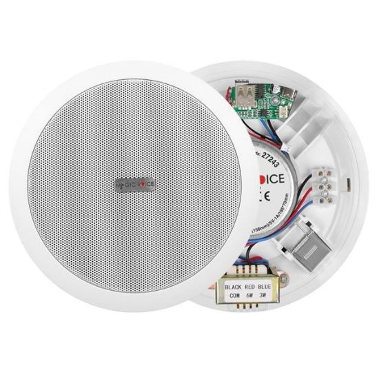 MagicVoice TPI-351 6" (16 CM) Hat Trafolu Alçıpan/Asma Tavan Tipi Hoparlör (6W RMS - MP3 USB Uyumlu) - Beyaz resmi