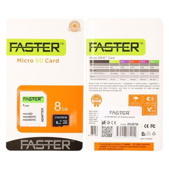 Faster 8 GB UHS-I U1 Sınıf 10 Micro SDHC Hafıza Kartı resmi
