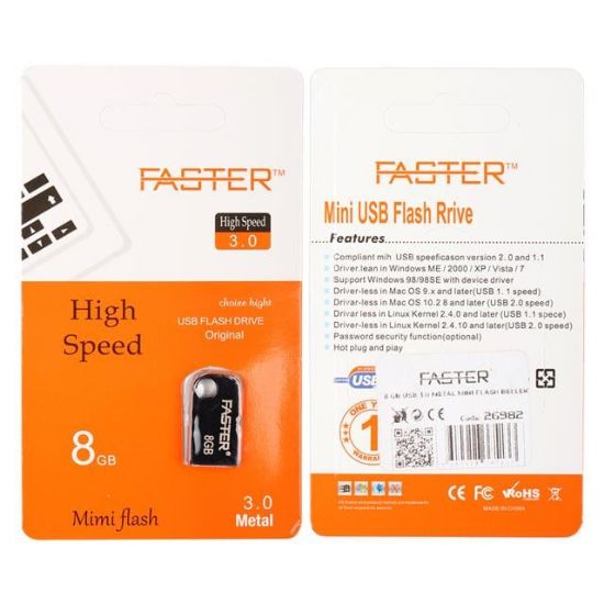 Faster 8 GB Mimi Serisi USB 3.0 Yüksek Hızlı Metal Flash Bellek resmi