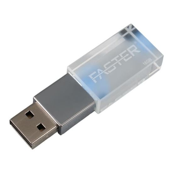 Faster 16 GB Mimi Serisi USB 3.0 Yüksek Hızlı Mavi Işıklı Metal Flash Bellek resmi