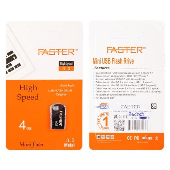 Faster 4 GB Mimi Serisi USB 3.0 Yüksek Hızlı Metal Flash Bellek resmi