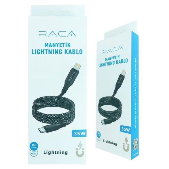 Raca RC20L 35 Watt Type-C to Lightning Manyetik Şarj Kablosu (1 Metre) - Siyah resmi