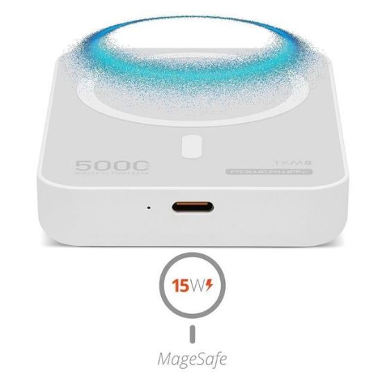 Powerway 5.000mAh PD15W Magsafe Kablosuz Wireless Taşınabilir Şarj Cihazı Beyaz Powerbank TXM5 resmi