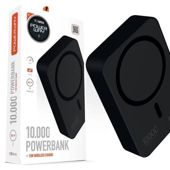 Powerway 10.000mAh PD15W Magsafe Kablosuz Wireless Taşınabilir Şarj Cihazı Siyah Powerbank TXM10 resmi