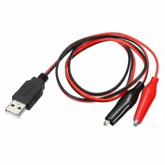 Powermaster PM-28657 USB Erkek - Küçük Krokodil Uçlu 5V 2A Test Kablosu 60 CM resmi