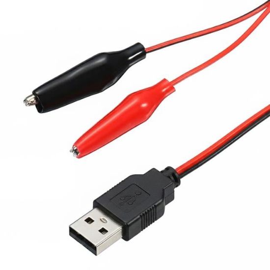 Powermaster PM-28657 USB Erkek - Küçük Krokodil Uçlu 5V 2A Test Kablosu 60 CM resmi