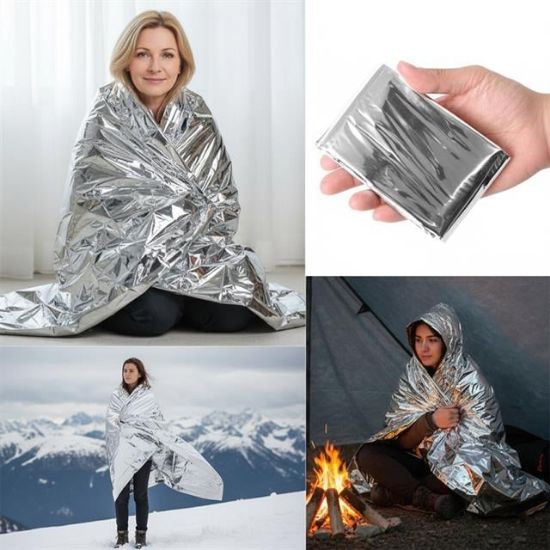 Sunup SN-29181 Soğuk Sıcak Tutan Çift Taraflı Gümüş Acil Durum Battaniyesi (130x210cm) resmi