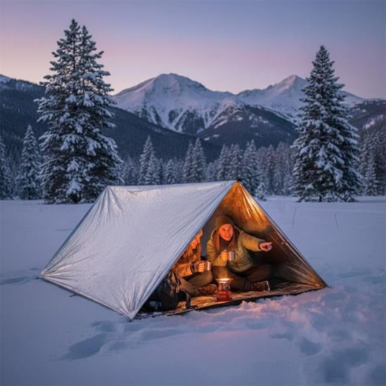 Sunup SN-29181 Soğuk Sıcak Tutan Çift Taraflı Gümüş Acil Durum Battaniyesi (130x210cm) resmi