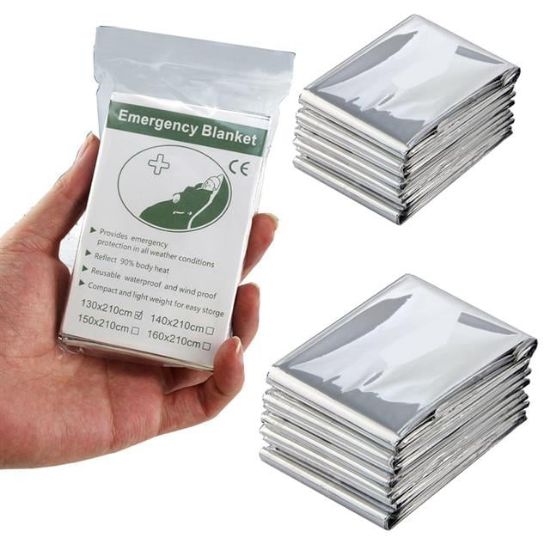 Sunup SN-29181 Soğuk Sıcak Tutan Çift Taraflı Gümüş Acil Durum Battaniyesi (130x210cm) resmi