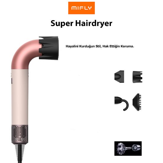 MIFLY SUPER HD18 HAIRDRYER PEMBE SAC KURUTMA resmi