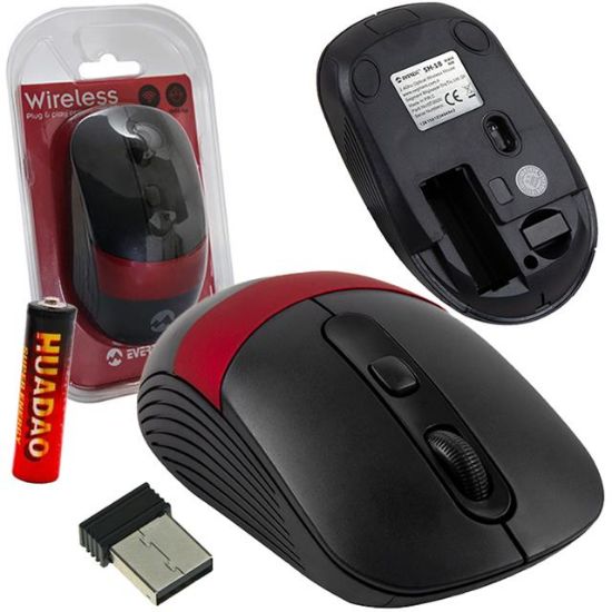 EVEREST SM-18 2.4 GHZ USB KABLOSUZ OPTİK MOUSE (GRİ*SİYAH*KIRMIZI) resmi
