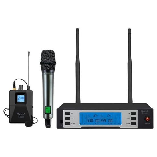 Roof R-2200 UHF 1 EL + 1 Yaka Kablosuz Telsiz Mikrofon Seti resmi